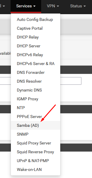 Tela de configuração de autenticação no Squid
